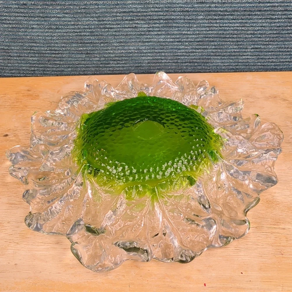 Humppila Finnish Glass Platter Signed, Designer Pertti Santalahti Vintage 1970s - Picture 6 of 12